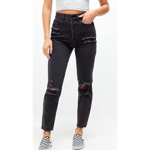 NWT PacSun Eco Black Distressed Ultra High Waisted Slim Fit Jeans Womens Size 26